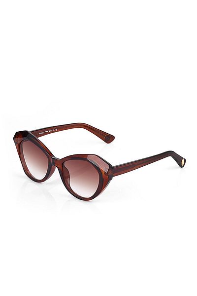 TomyHelf Geometric Design Brown Women's Sunglasses - Frame Brown Glass