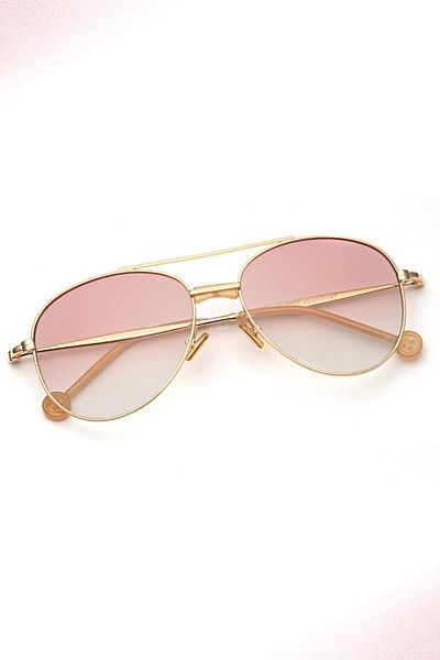 TomyHelf Gold Drop Design Women's Sunglasses - Pink Glass