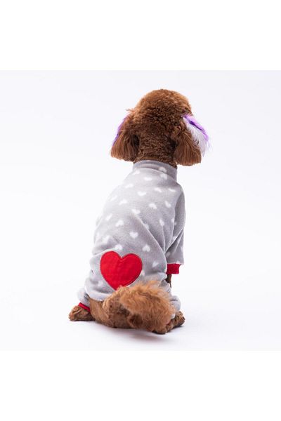 Pettrend Mini Hearts Soft Fleece Jumpsuit Cat Dog Jumpsuit Cat Dog Outfit Cat Dog Dress