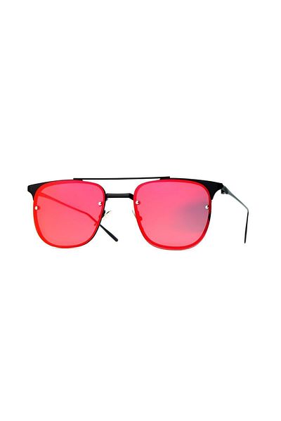 TomyHelf Oval Design Women's Sunglasses - Black Frame and Red Glass