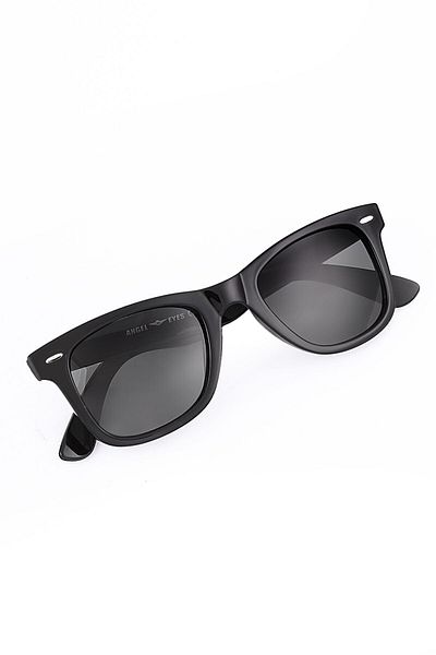 TomyHelf Unisex Black Matte Glass Black Shiny Bone Geometric Frame Sunglasses