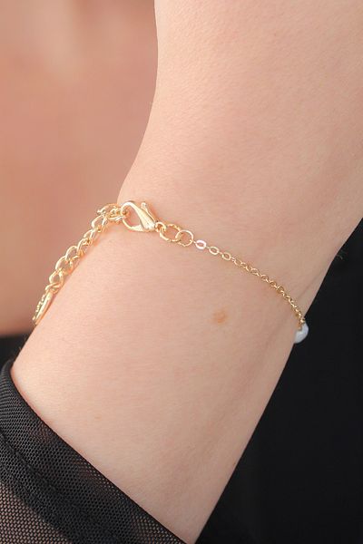NEZADE STORE Gold Color Pearl Bead Model Women's Bracelet - Lisinya
