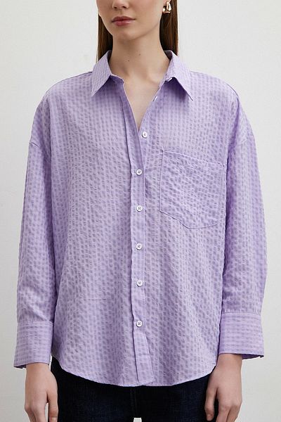 Never more Purple Seersucker Checked Shirt