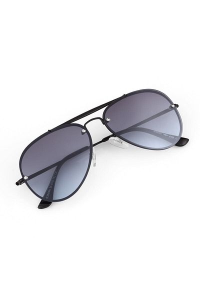 TomyHelf Blue Gradient Glass Black Metal Drop Frame Unisex Sunglasses