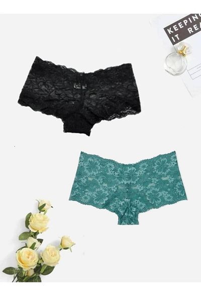 GECKO COLLECTION Gecko Dantela Pantaloni scurți Boxer Fantasy Chiloți pentru femei 2 buc