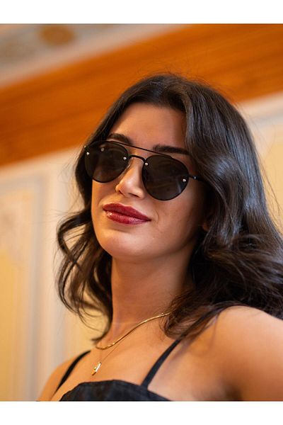 TomyHelf Damla Design Black Frame Black Glass Unisex Sunglasses