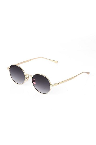 TomyHelf Black Oval Design Women's Sunglasses - Gold Frame Glass