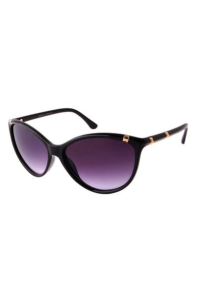 TomyHelf Oval Design - Black Women's Sunglasses with Gold Detail, Purple Frame