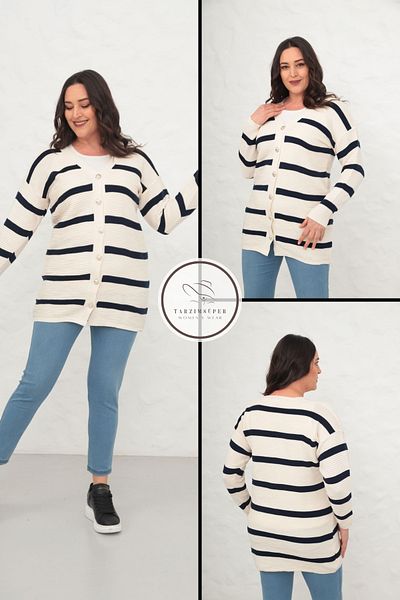 tarzımsüper Plus Size New Season Μπροστινό κουμπί Μακρύ Στάνταρ Μέγεθος Μακρυμάνικο Ζακέτα που καλύπτει τους γοφούς 4 εποχών