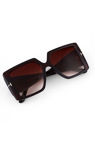 TomyHelf Brown Gradient Glass Bone Frame Women Sunglasses