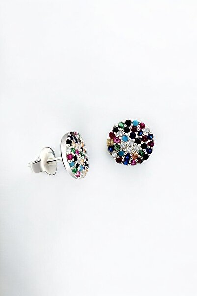 jelux silver Gümüş 925 Ayar Özel Tasarım Mix Model Zirkon Taşlı Gümüş Küpe