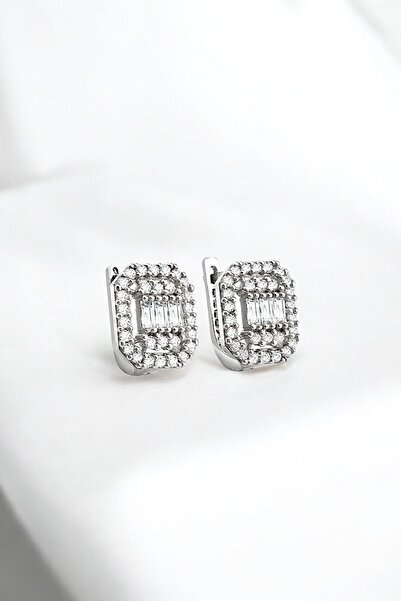 jelux silver Gümüş 925 Ayar Pırlanta Montür Zirkon Baget Taşlı Küpe