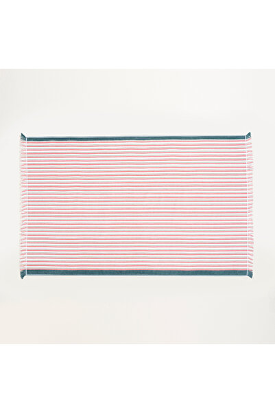 Zsa Zsa Zsu Vıseu Saçaklı Jakarlı Dar Çizgili Pamuk %100 Pamuk Plaj Havlusu 9...