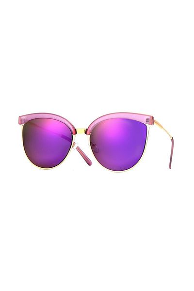 TomyHelf Oval Design Women's Sunglasses - Gold Frame, Purple Glass