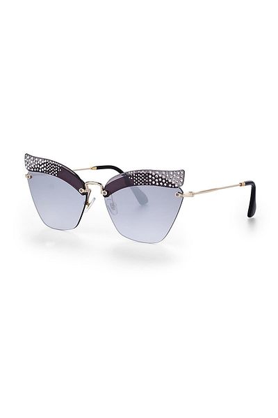 TomyHelf Geometric Design Women's Sunglasses - Pearl Detailed Mirrored Glass