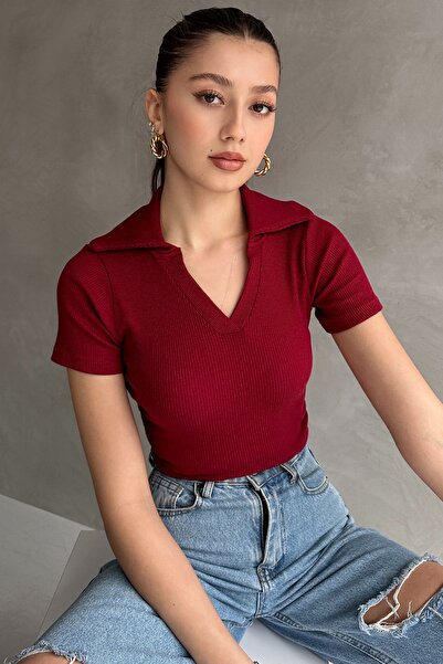 Rabi Shine RABI SHİNE ΚΟΝΤΟΜΑΝΙΚΙ ΛΕΠΤΟΜΕΡΗ T-SHIRT με λαιμόκοψη