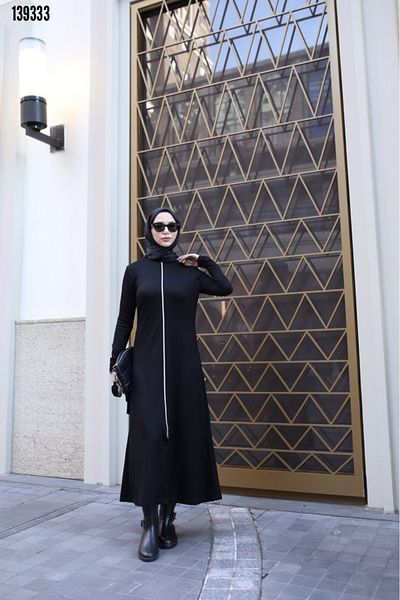 Kokosh moda Γυναικείο Μακρυμάνικο Κρεπ Φόρεμα Hijab με φερμουάρ