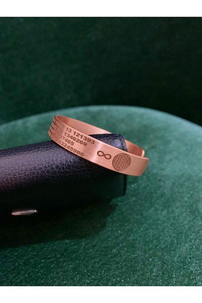 BOJI Ancient Numbers Sequences Infinity and Flower of Life Magnetic Copper Luck Bracelet (Compatible with Any Wrist)