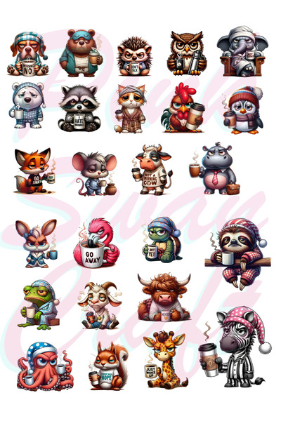 Pink Swan Craft Slatke životinje koje se ne mogu razdvojiti bez kafe Set nalj...