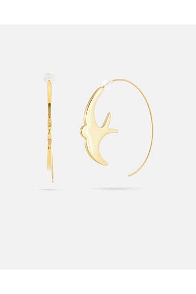 LONDONACS Steel Gold Color Swallow Hoop Earring
