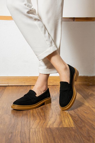 SHOESTEP Дамски ежедневни мокасини LISA, черни, велурени