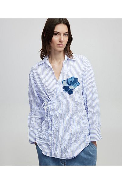 İpekyol Denim Appliqued Striped Blouse