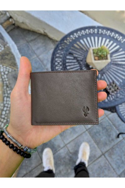 VİSSO Visso 262 Genuine Leather Double Id Compartment Classic Men's Wallet Purse Brown