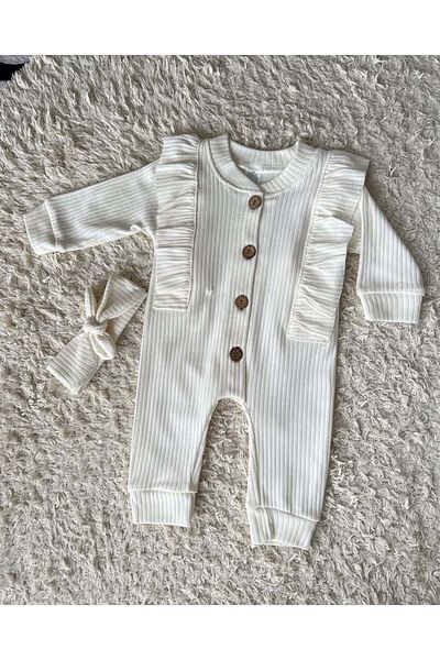 MBK GARDEN 3-6-9 Months Ribbon Accessory Ruffle Baby Romper