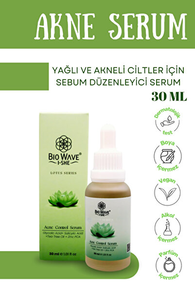 BIO WAVE Yağlı Ve Akneli Ciltler Için Akne Karşıtı Sebum Düzenleyici Serum Gl...