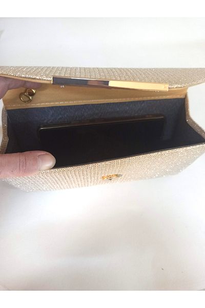 dizaynbag Γυναικεία βραδινή τσάντα με χρυσά αξεσουάρ