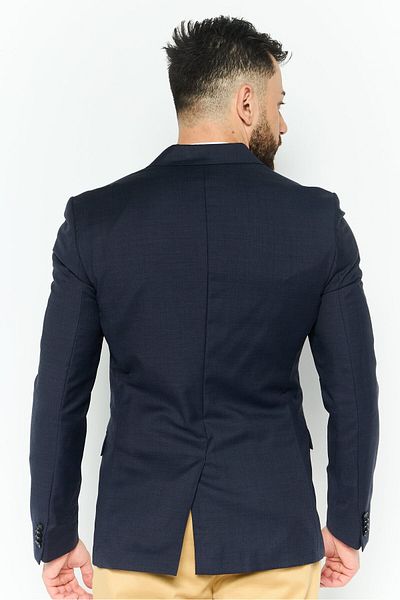 Calvin Klein Men Slim Fit Plaid Semi-formal Blazer, Navy