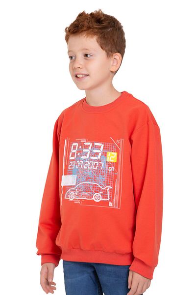 zepkids Crew Neck Car Printed Tile Color Boy's Sweatshirt
