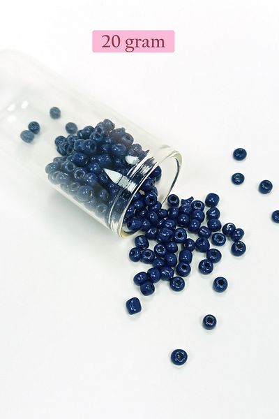 STUMBANNG Large size cast glass sand beads (6/0) 4 mm - 20 grams - dark blue - bnc078
