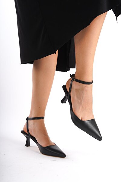 Bak Store Black Pointed Toe Buckle Women's Stiletto