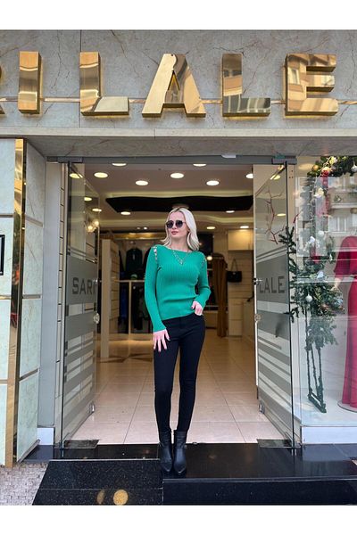Unique Women's Back and Shoulder Rope Tie Detailed Knitwear