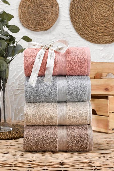 Mira Home Σετ 4 πετσετών προσώπου 100% βαμβάκι 50x85 cm Mabel
