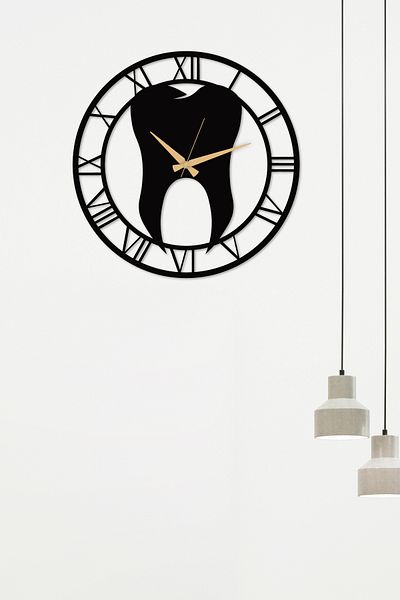 Formeya Wanduhr mit römischen Ziffern für Zahnarzt, Metall, Schwarz, Uhr für Zuhause/Büro, Uhr als Geschenk, 50 x 50 cm