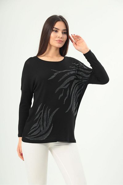 Esina Women's Strawberry Knitted Stone Detailed Blouse