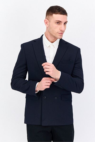 Jules Men Regular Fit Solid Formal Blazer, Deep Navy