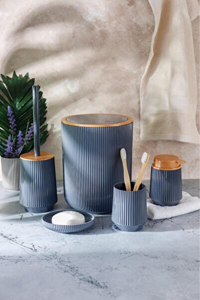 HOMENIVA Gray Acrylic Liner 5 Piece Bathroom Set