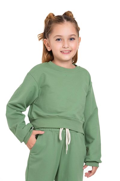 zepkids Wide Leg Green Color Girl's Tracksuit Set