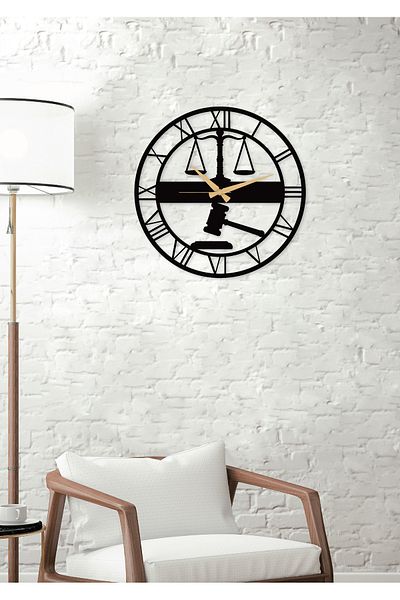 Formeya Scales Of Justice - Wanduhr aus schwarzem Metall für Anwalt - Uhr für Zuhause/Büro - Uhr als Geschenk - 50 x 50 cm