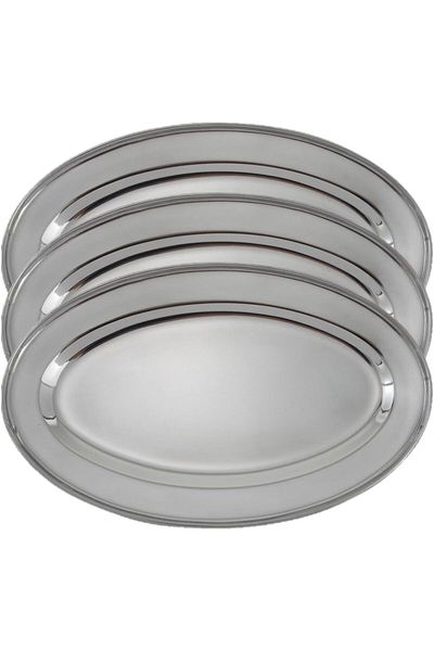 mastergold 3 Piece Stainless Steel Oval Serving Dish (45cm) | Rice & Pasta Serving Dish | Dishwasher Safe