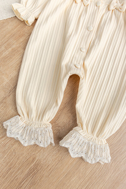 Babymod 100% Cotton Combed Baby Girl Jumpsuit with Laced Bow