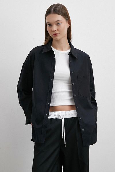 Never more Black Poplin Shirt - Lycra