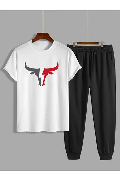uyguntarz Unisex-Trainingsanzug-Set mit Bull-Print