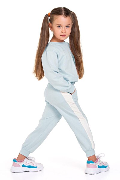 zepkids Mint Color Girl's Tracksuit Set with Bow Accessory