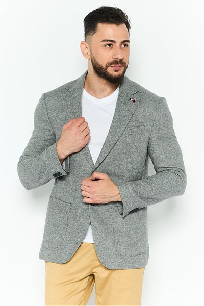Tommy Hilfiger Men Slim Fit Heather Semi-formal Blazer, Grey
