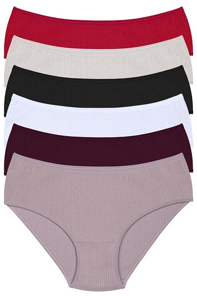 BEYAZTOPTAN Slip de damă, 100% bumbac, culori mixte, 6 bucăți, cu talie înaltă