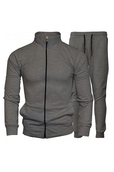 Tuwan Men's Tracksuit Set Full Zipper Stand Collar 2 Yarn Combed Cloth Vibrant Color Texture